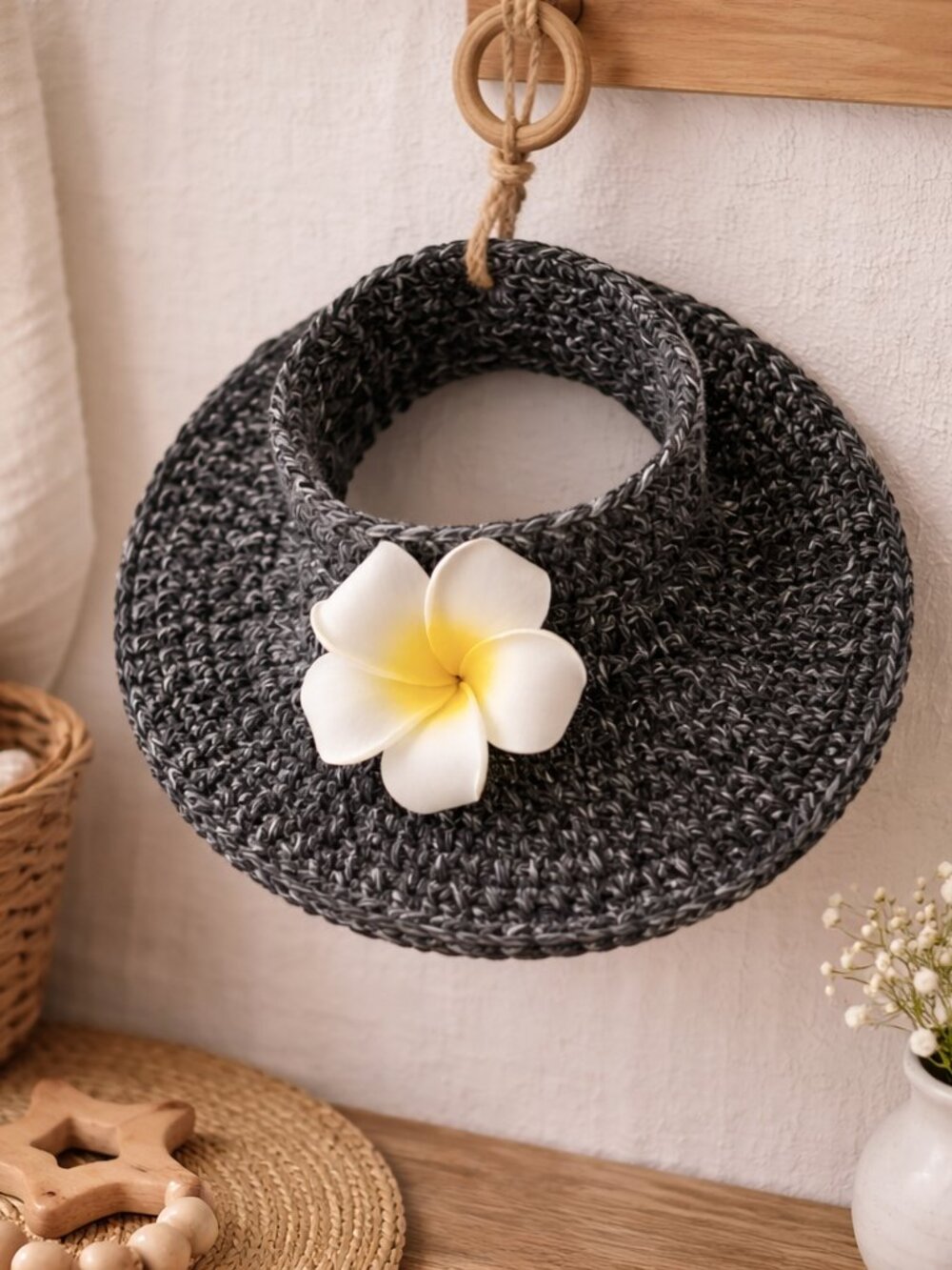 Newborn Papale Hat with Flower | Handmade Baby Sun Hat | Crochet Baby Hat